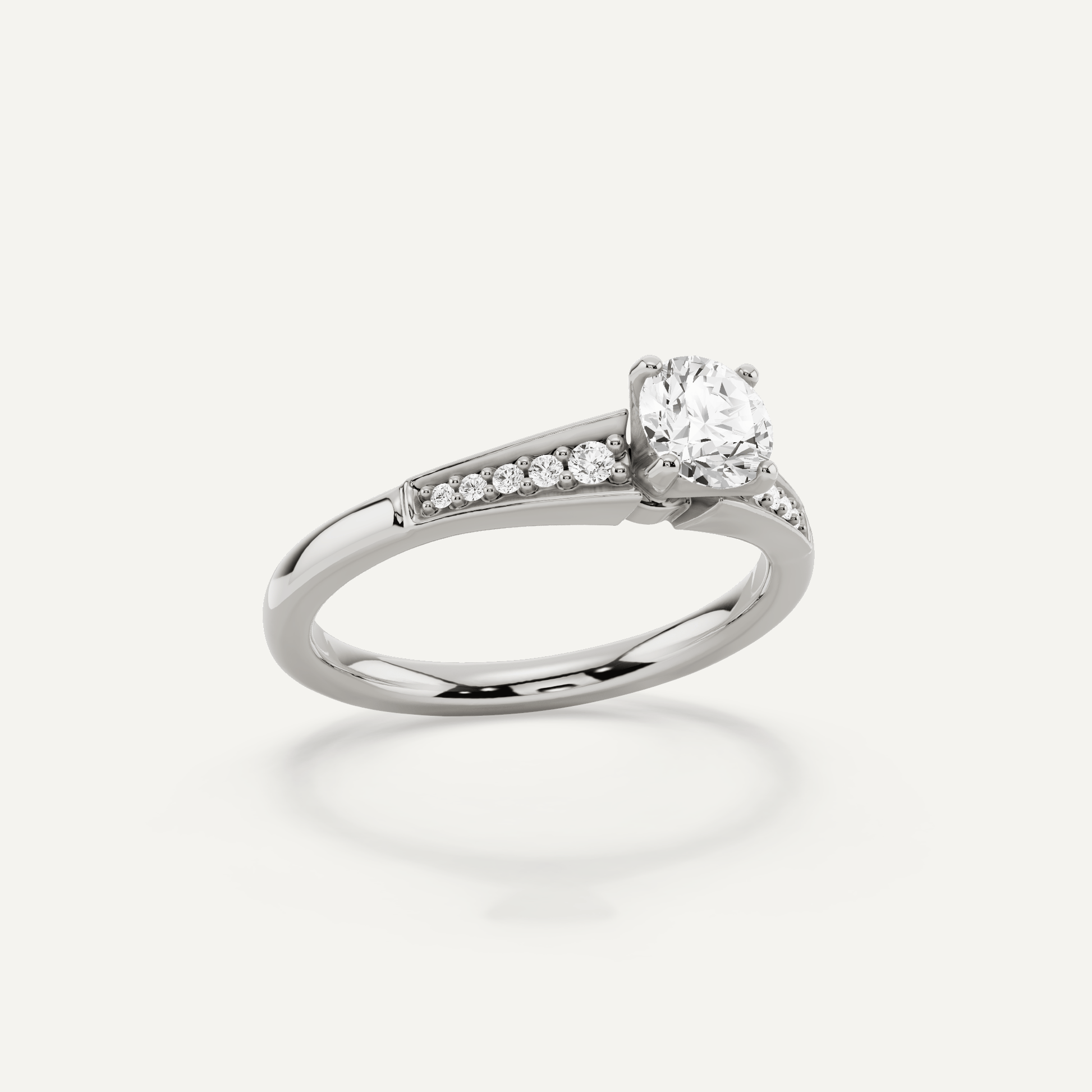 5/8 ctw Round Diamond Pave Set Side Stone Engagement Ring - Lotus Diamond