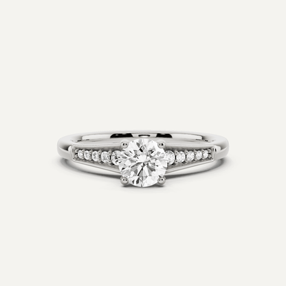 5/8 ctw Round Diamond Pave Set Side Stone Engagement Ring - Lotus Diamond
