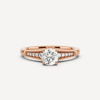 5/8 ctw Round Diamond Pave Set Side Stone Engagement Ring - Lotus Diamond