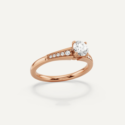 5/8 ctw Round Diamond Pave Set Side Stone Engagement Ring - Lotus Diamond