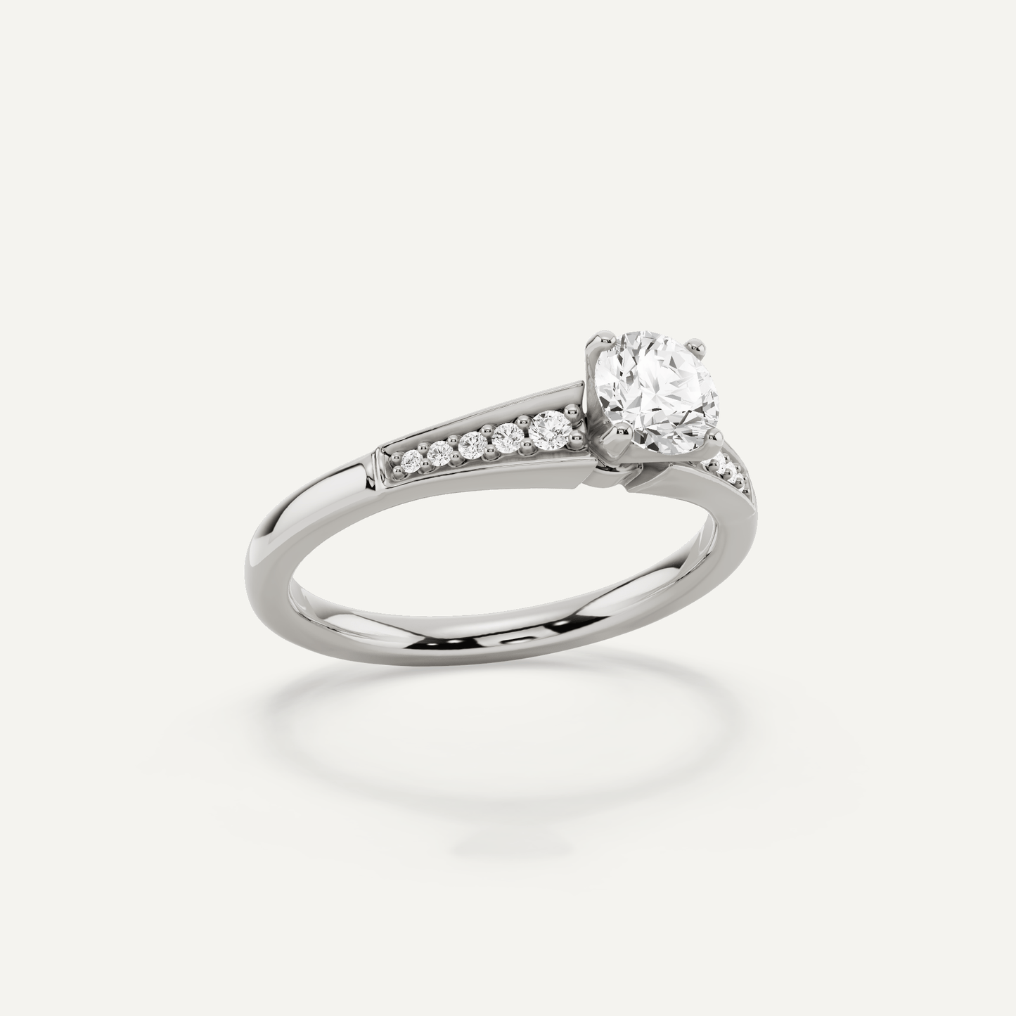 5/8 ctw Round Diamond Pave Set Side Stone Engagement Ring - Lotus Diamond