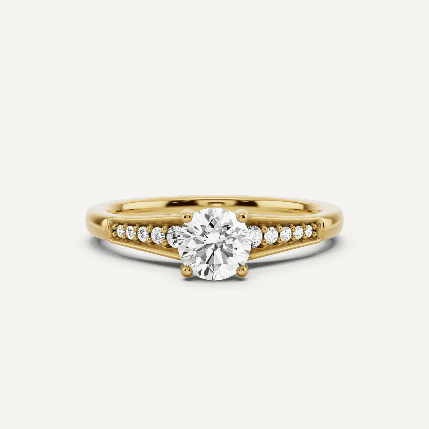 5/8 ctw Round Diamond Pave Set Side Stone Engagement Ring - Lotus Diamond
