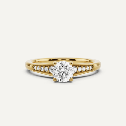 5/8 ctw Round Diamond Pave Set Side Stone Engagement Ring - Lotus Diamond