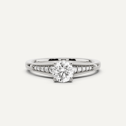 5/8 ctw Round Diamond Pave Set Side Stone Engagement Ring - Lotus Diamond