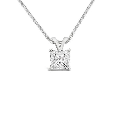 Simple princess square 18K diamond Pendant