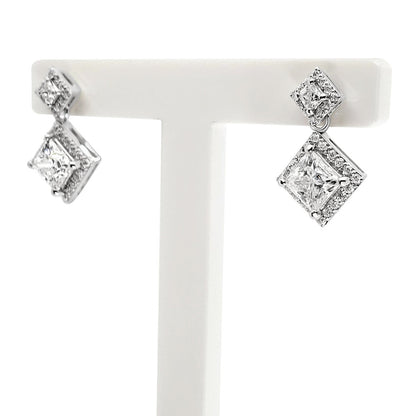 Princess cut 18K earrings setting