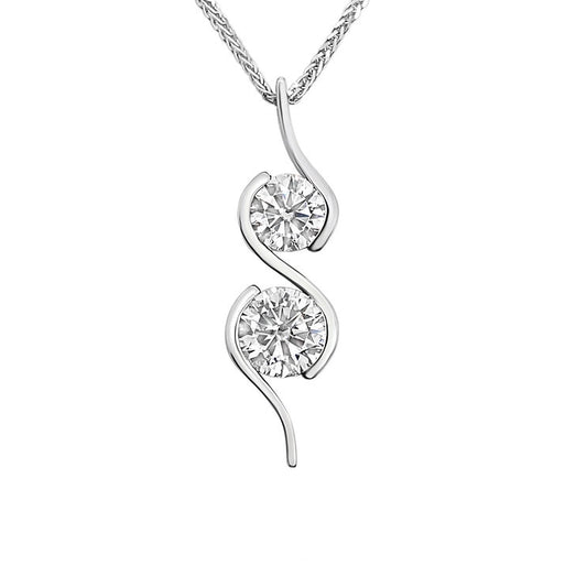 Double Diamond Fashion 18K wave pendant