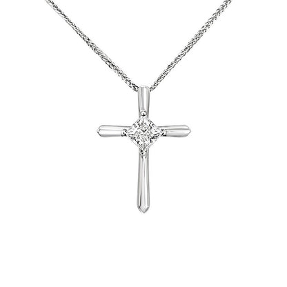 Princess square cross sling tip 18K diamond Pendant