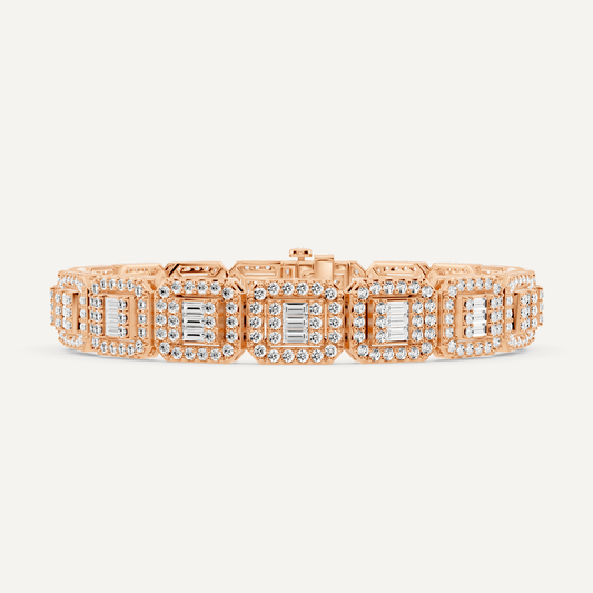 6 1/2 ctw Baguette and Round Diamond Fashion Bracelet - Lotus Diamond
