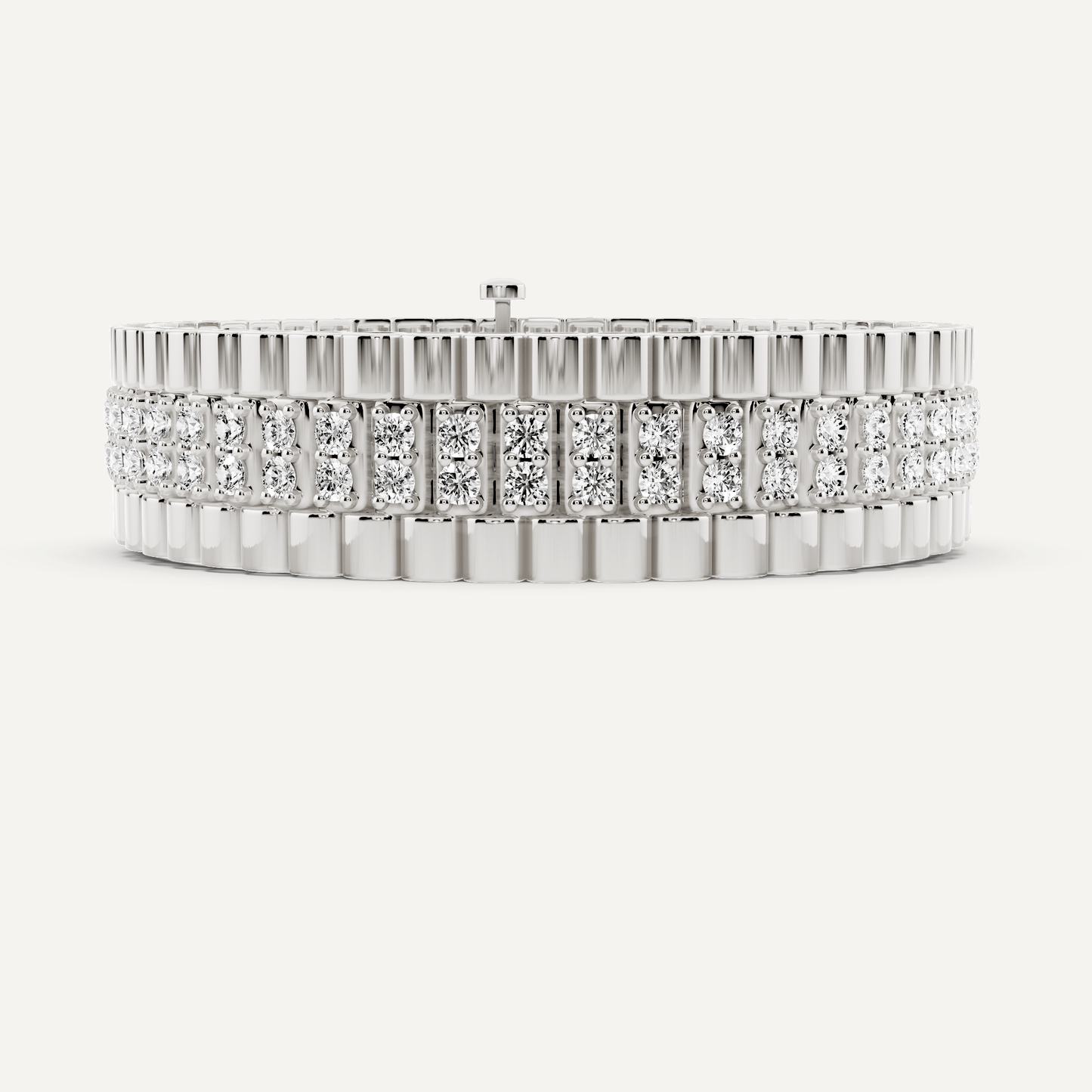 6 ctw Round Diamond Railroad Station Fashion Bracelet - Lotus Diamond