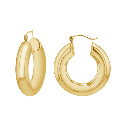 6mm Chunky Hoop Earrings - Lotus Diamond