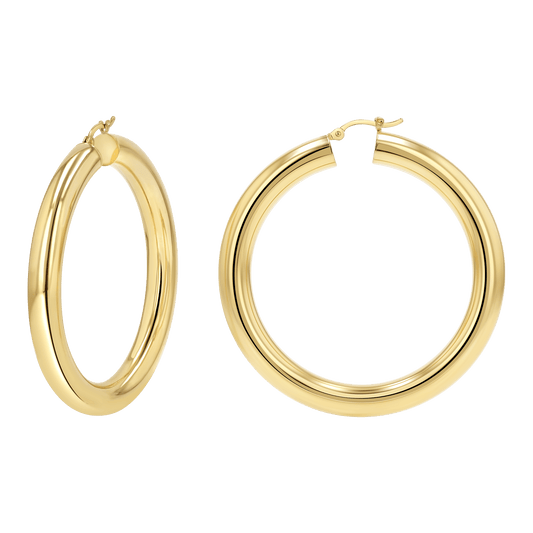 6mm Grand Tube Hoop Earrings - Lotus Diamond