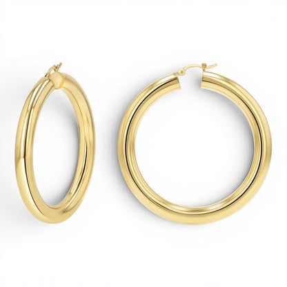 6mm Grand Tube Hoop Earrings - Lotus Diamond
