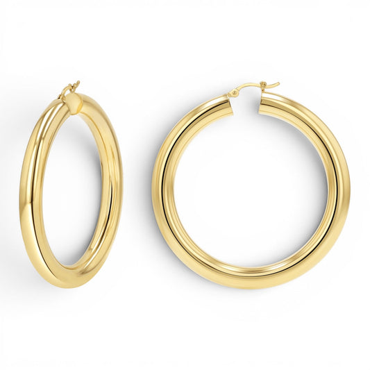 6mm Grand Tube Hoop Earrings - Lotus Diamond