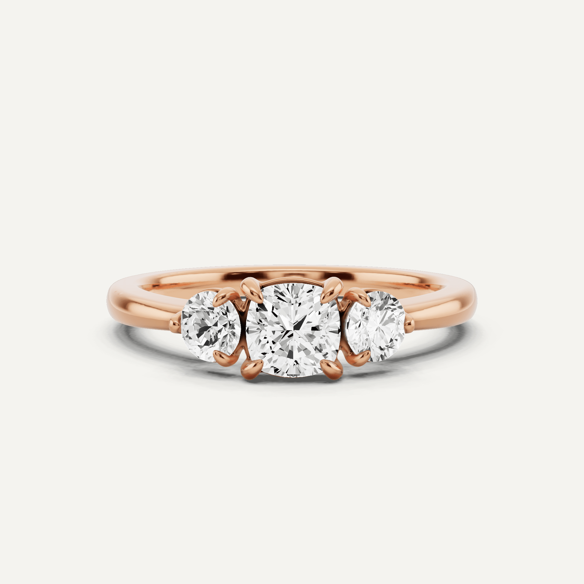 7/8 ctw Cushion Diamond Three Stone Engagement Ring - Lotus Diamond