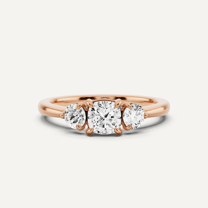 7/8 ctw Cushion Diamond Three Stone Engagement Ring - Lotus Diamond