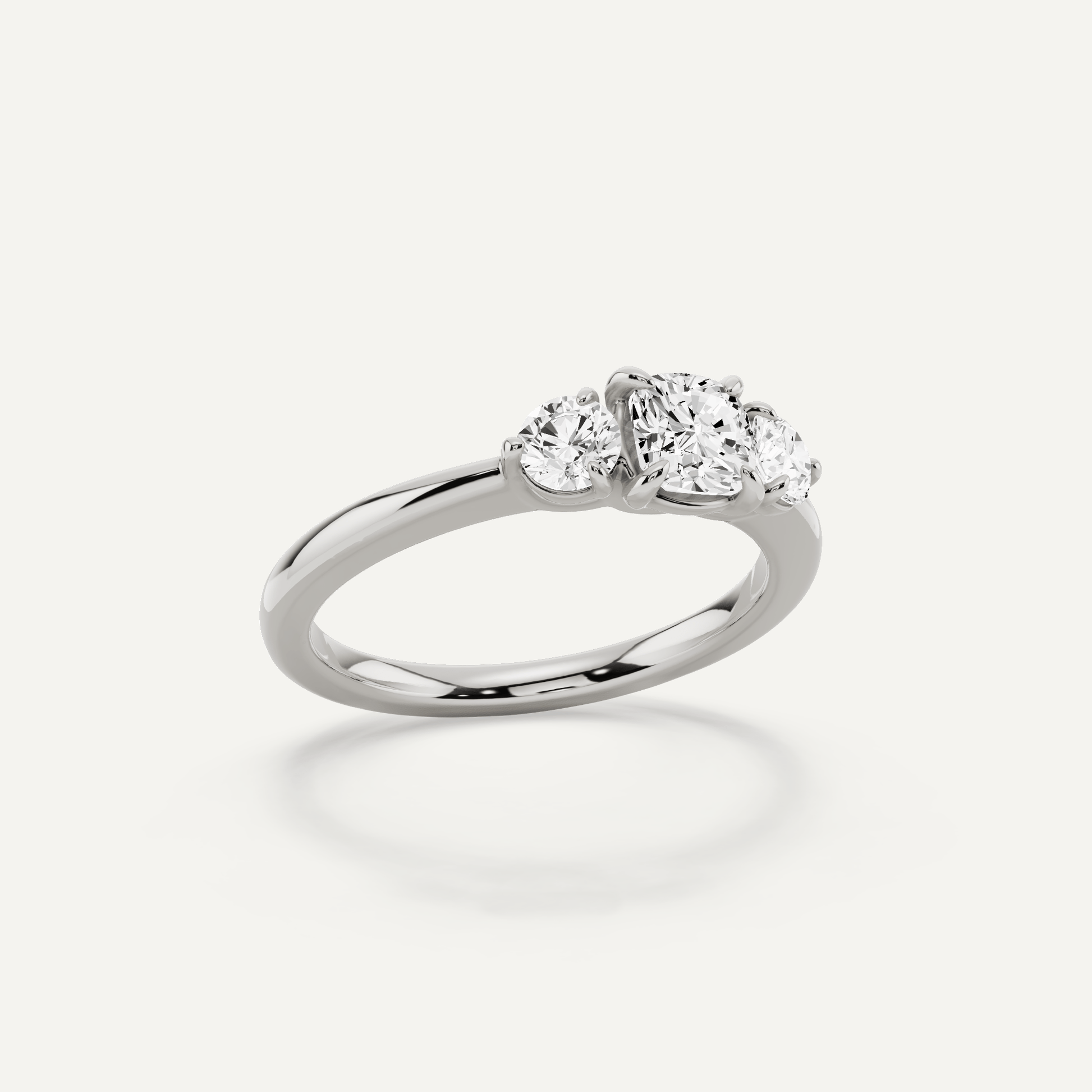 7/8 ctw Cushion Diamond Three Stone Engagement Ring - Lotus Diamond