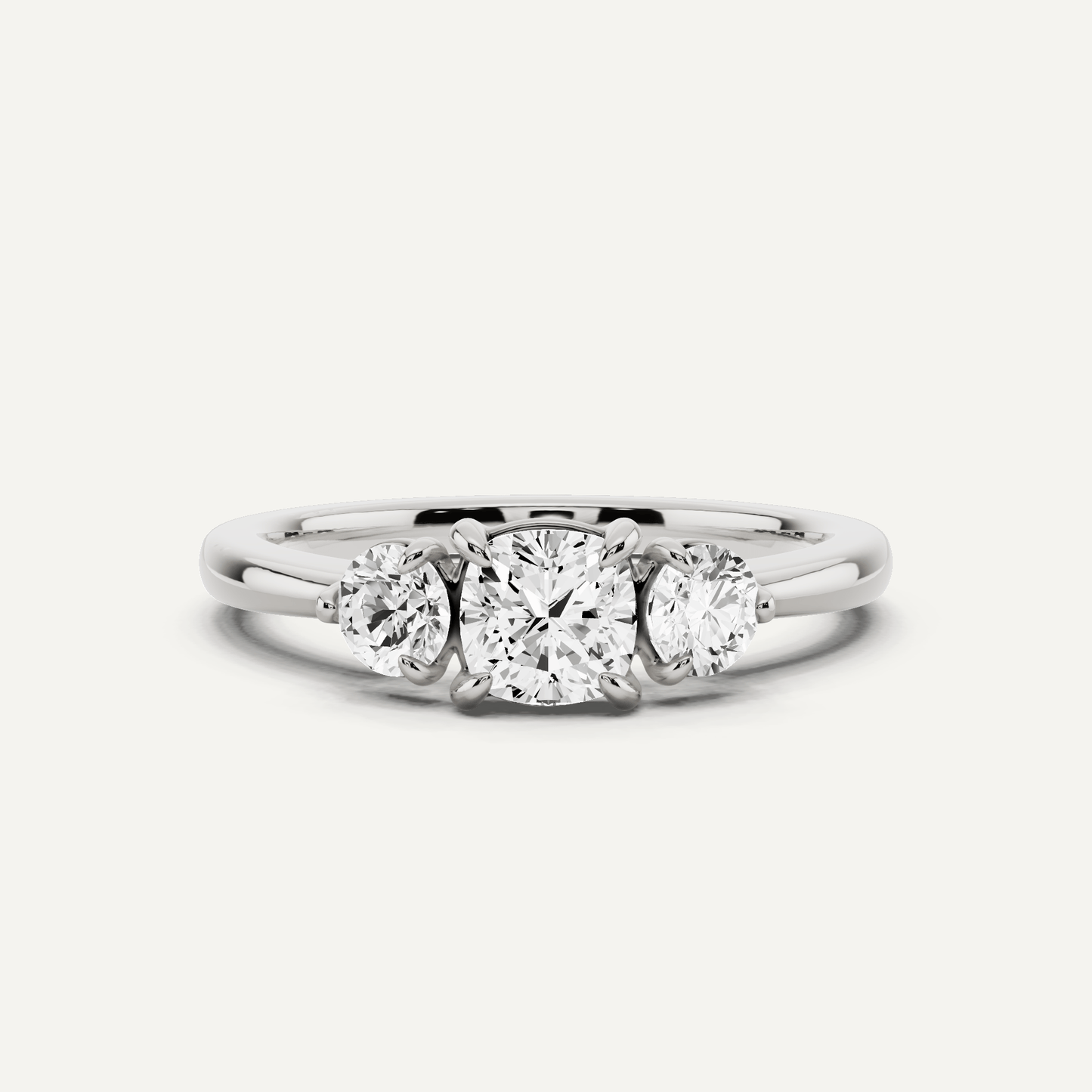 7/8 ctw Cushion Diamond Three Stone Engagement Ring - Lotus Diamond