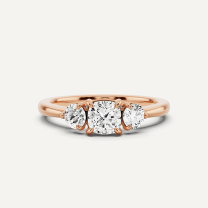 7/8 ctw Cushion Diamond Three Stone Engagement Ring - Lotus Diamond