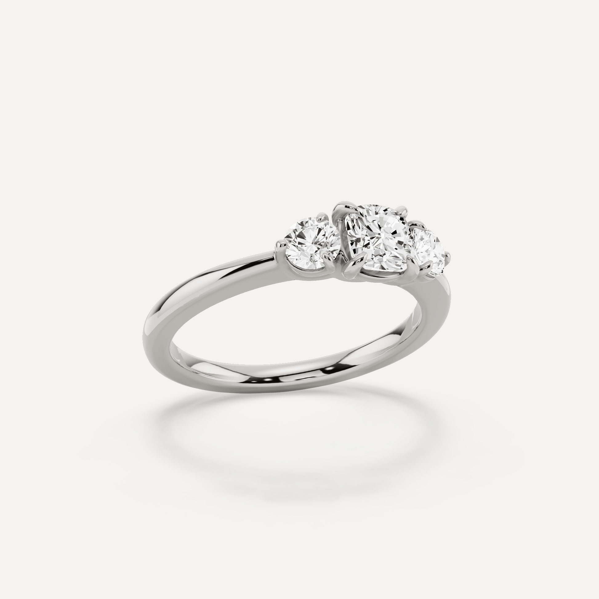 7/8 ctw Cushion Diamond Three Stone Engagement Ring - Lotus Diamond