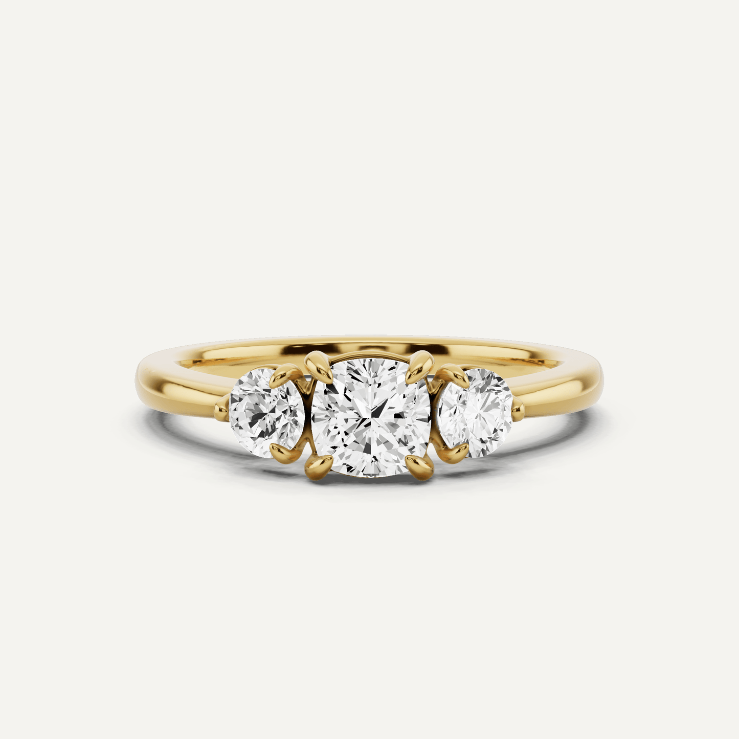 7/8 ctw Cushion Diamond Three Stone Engagement Ring - Lotus Diamond