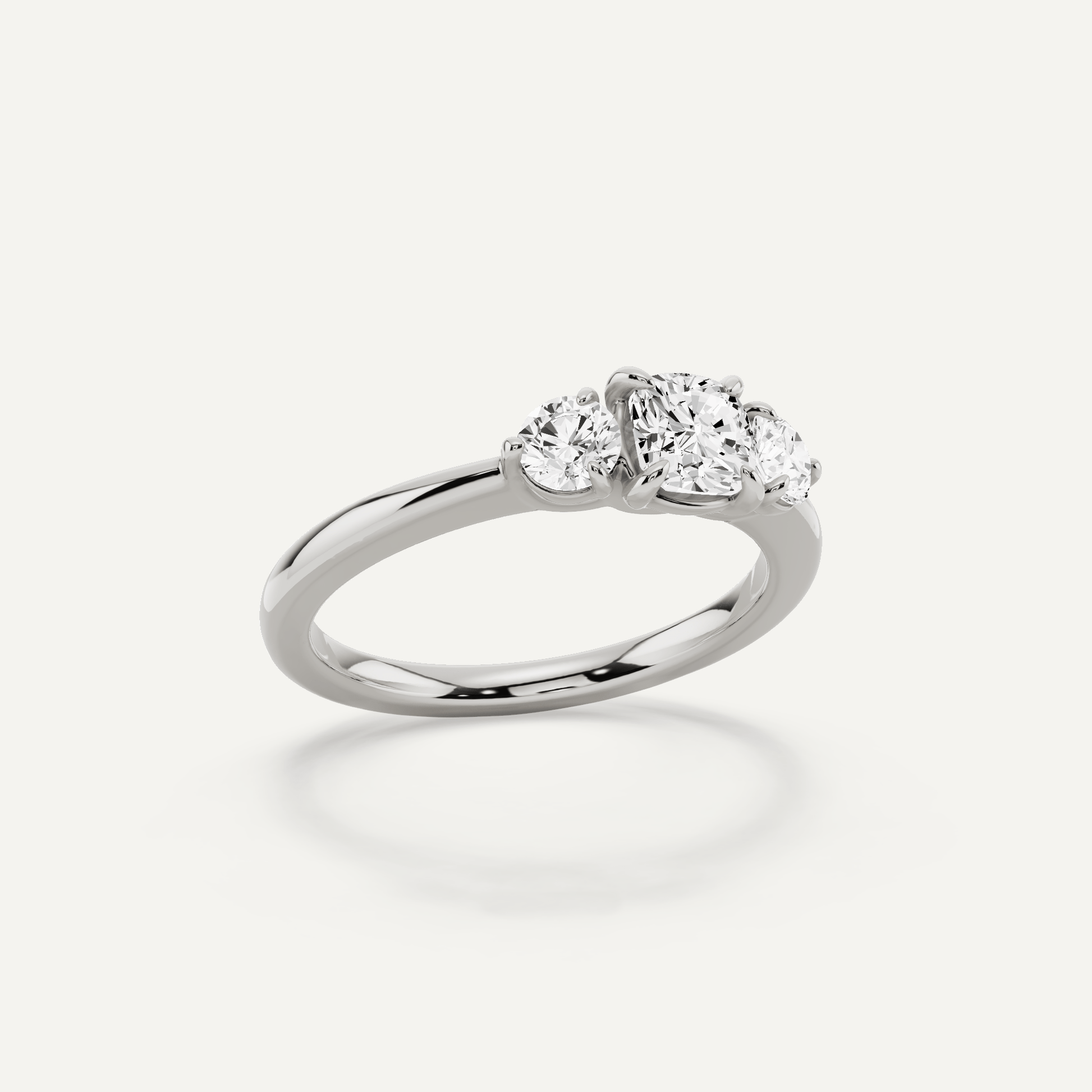 7/8 ctw Cushion Diamond Three Stone Engagement Ring - Lotus Diamond