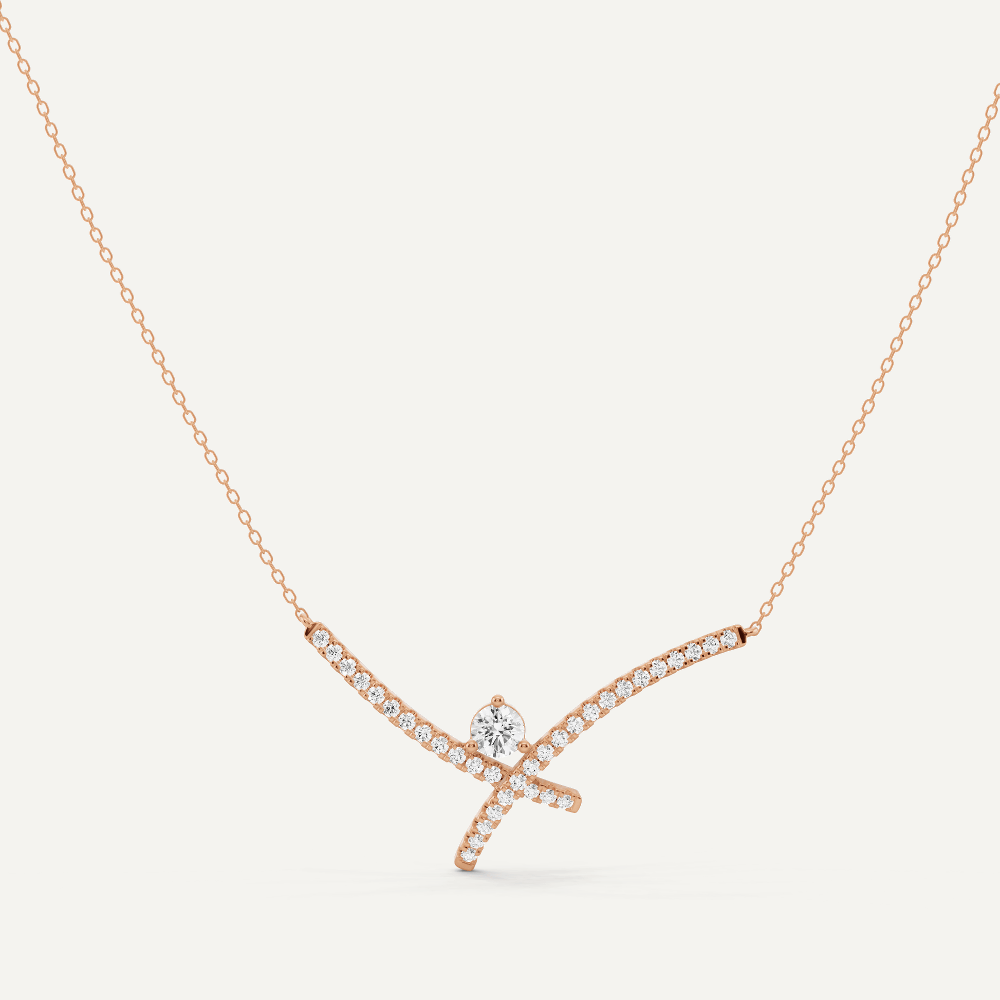 7/8 ctw Round Diamond Criss Cross Fashion Necklace - Lotus Diamond