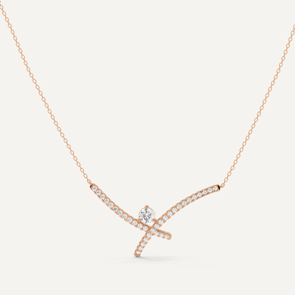 7/8 ctw Round Diamond Criss Cross Fashion Necklace - Lotus Diamond