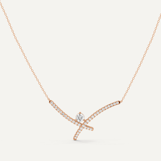 7/8 ctw Round Diamond Criss Cross Fashion Necklace - Lotus Diamond