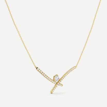 7/8 ctw Round Diamond Criss Cross Fashion Necklace - Lotus Diamond