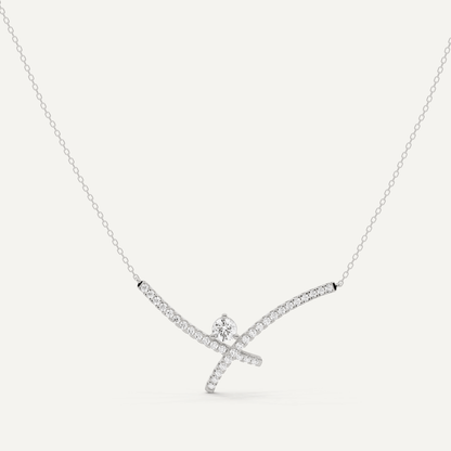 7/8 ctw Round Diamond Criss Cross Fashion Necklace - Lotus Diamond