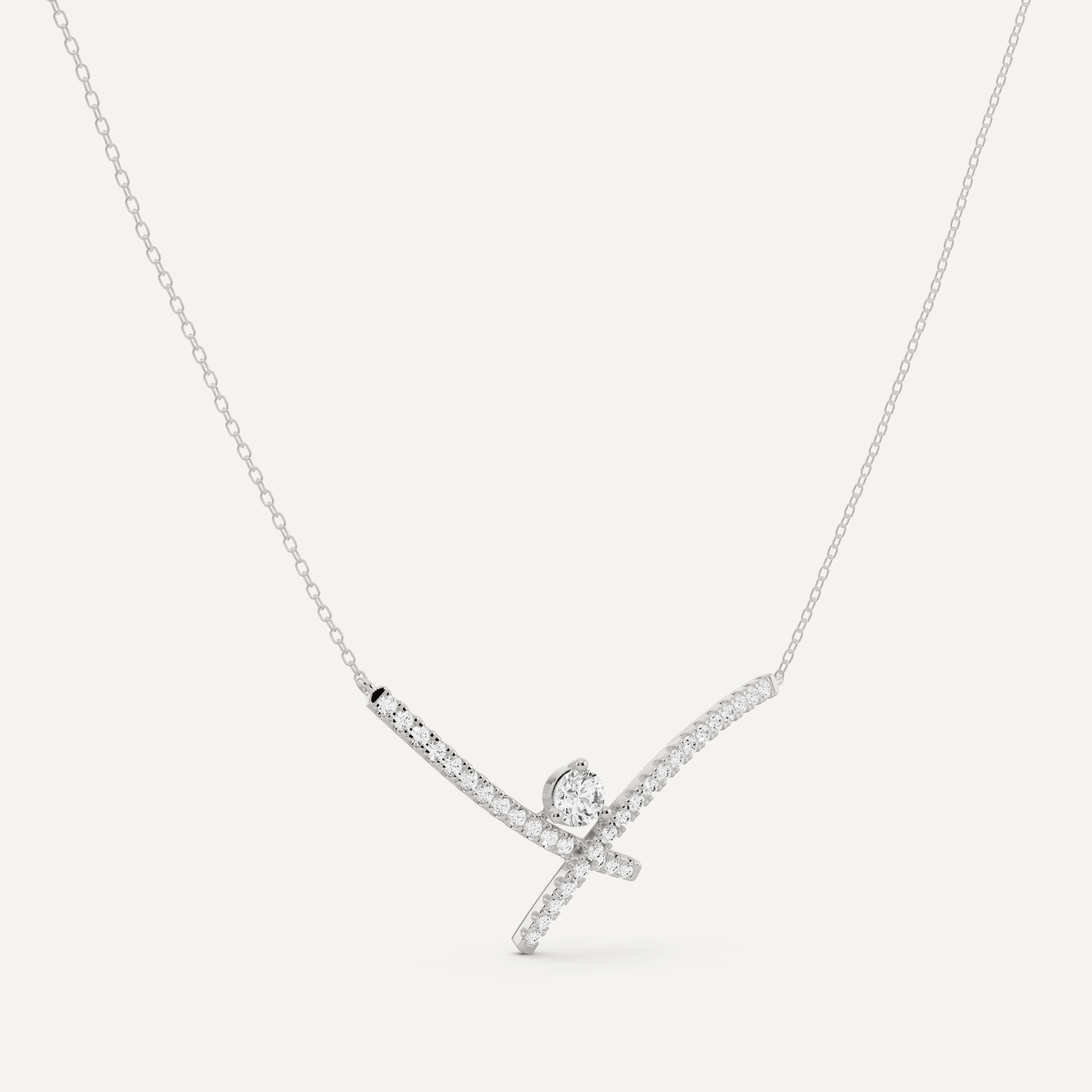 7/8 ctw Round Diamond Criss Cross Fashion Necklace - Lotus Diamond