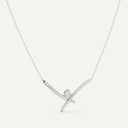 7/8 ctw Round Diamond Criss Cross Fashion Necklace - Lotus Diamond