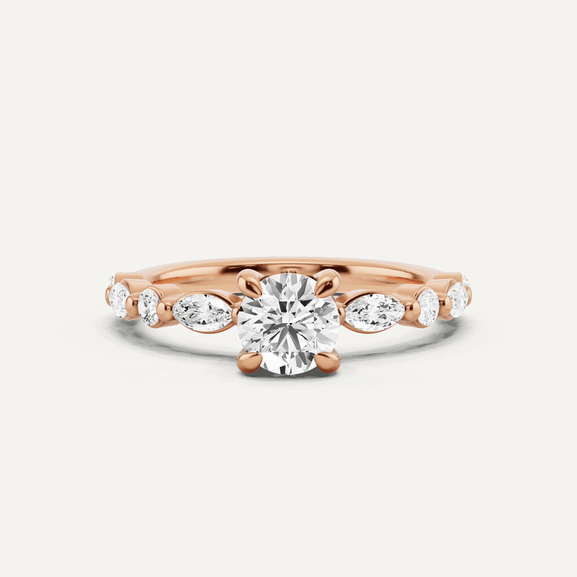 7/8 ctw Round Diamond Hidden Halo Engagement Ring with Floating SIde Stones - Lotus Diamond