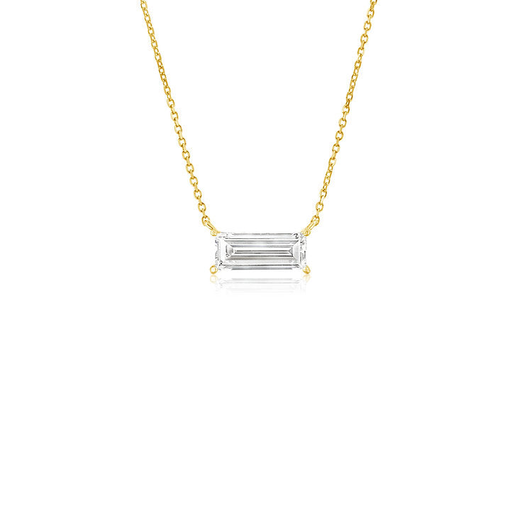 Classic small baguette 18K yellow gold diamond   Pendant