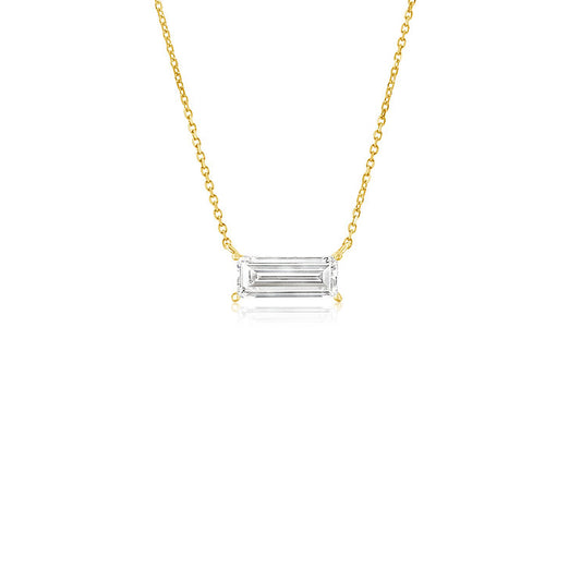 Classic small baguette 18K yellow gold diamond   Pendant