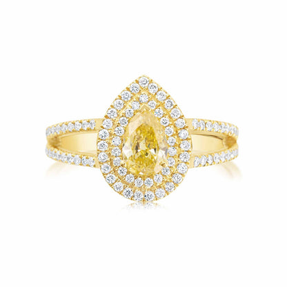 Fancy Yellow Lab grown Diamond Ring 0.94ctw