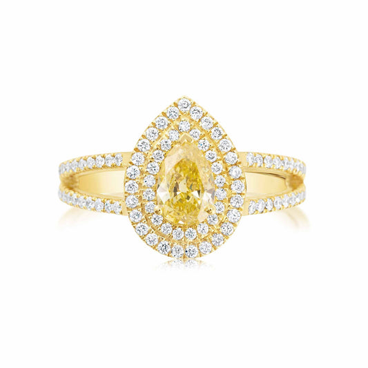 Fancy Yellow Lab grown Diamond Ring 0.94ctw