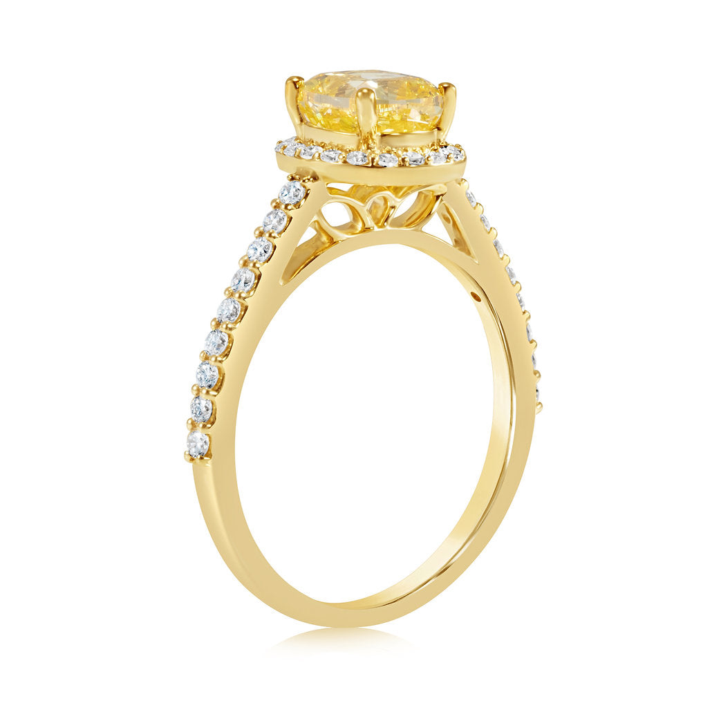 Fancy Yellow Lab grown Diamond Ring 1.71ctw