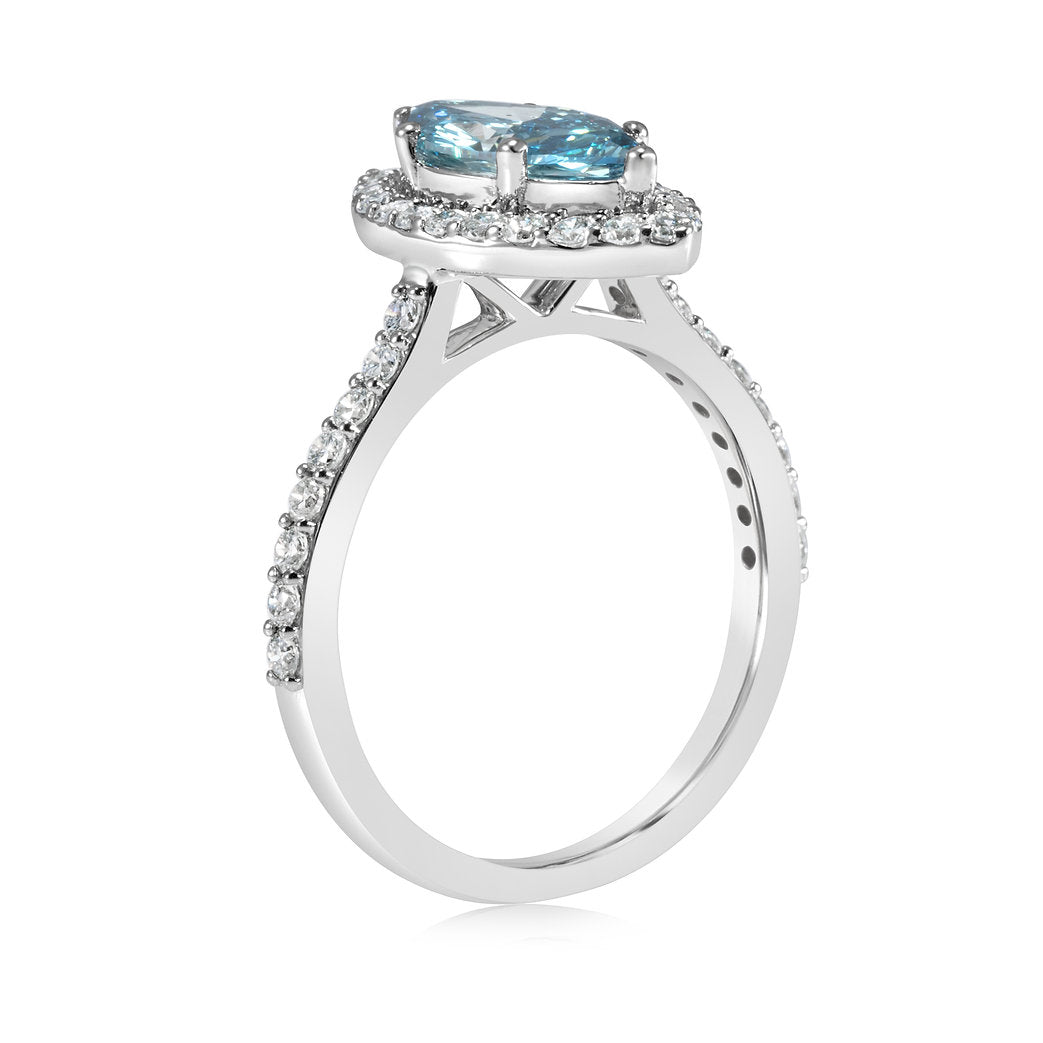 Fancy Blue Lab grown Diamond Ring 1.76ctw