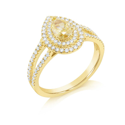 Fancy Yellow Lab grown Diamond Ring 0.94ctw