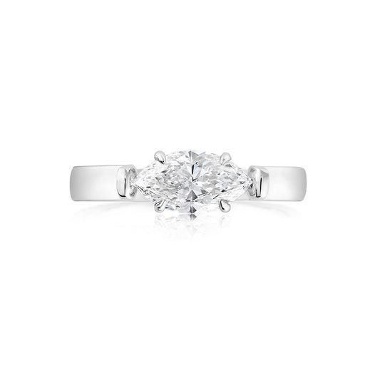 Marquise-shape Lab grown Diamond 18K ring setting