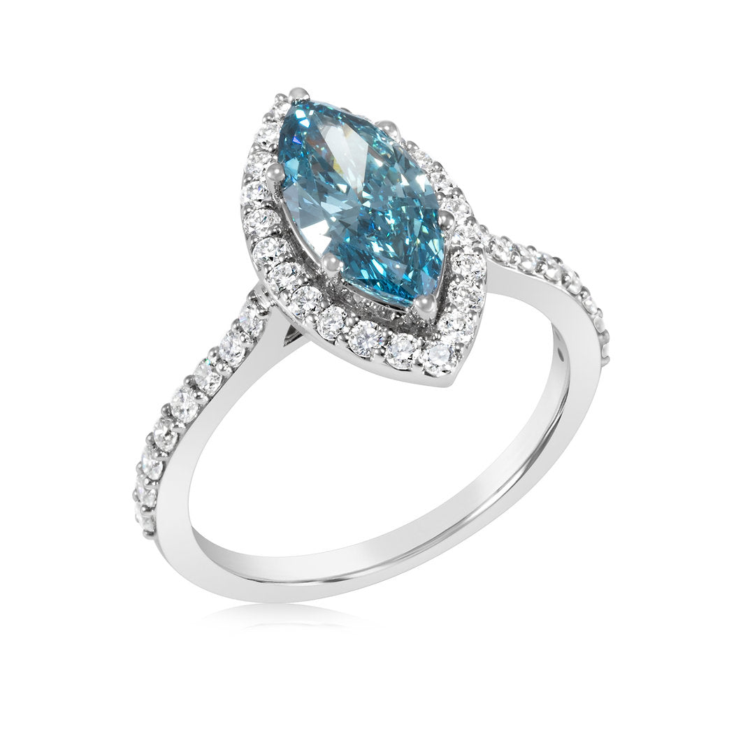 Fancy Blue Lab grown Diamond Ring 1.76ctw