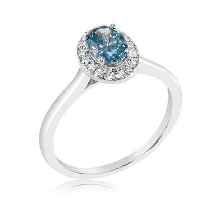 Fancy Blue Lab grown Diamond Ring 0.84ctw