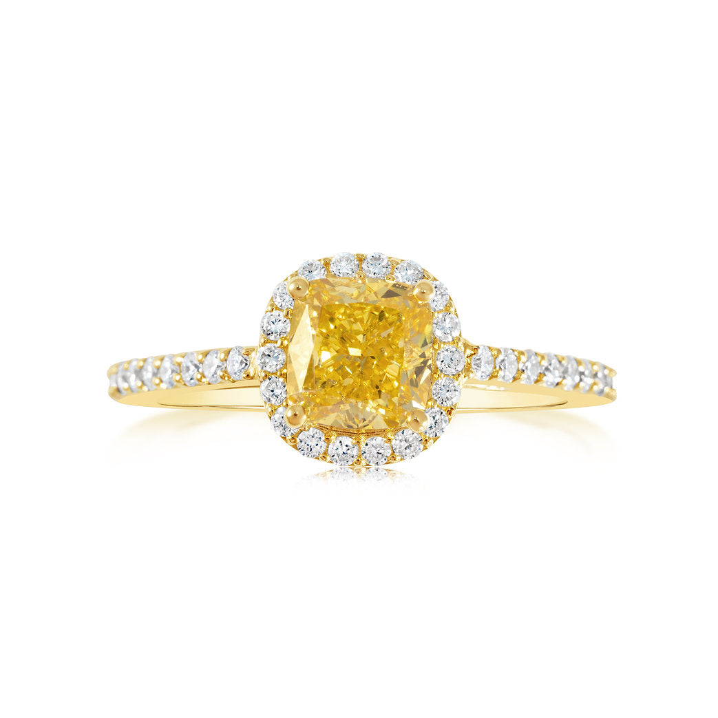 Fancy Yellow Lab grown Diamond Ring 1.71ctw