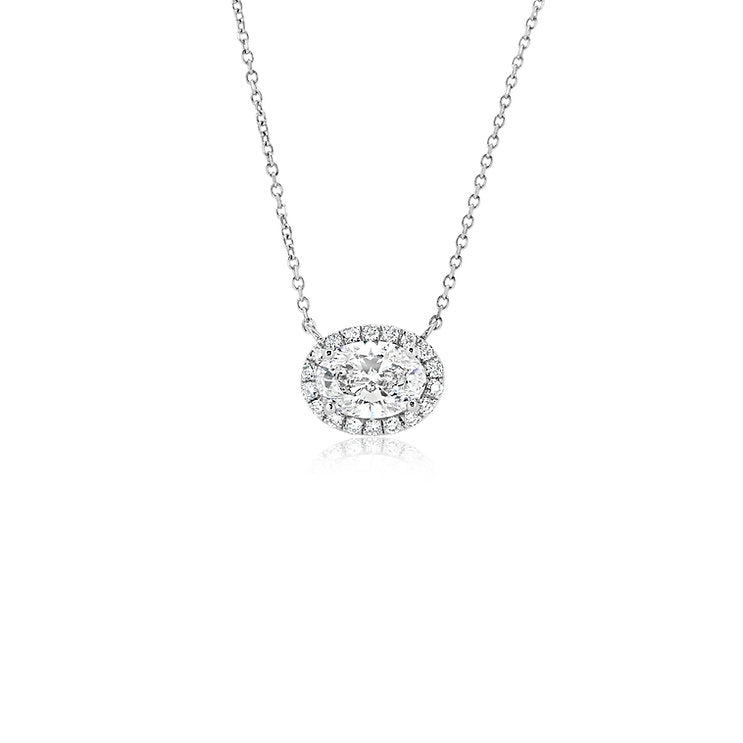 Halo oval necklace with diamond  Pendant