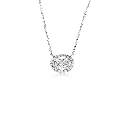 Halo oval necklace with diamond  Pendant