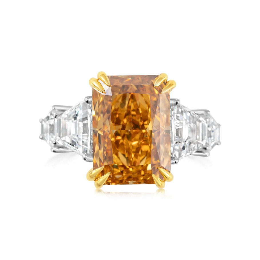 Fancy Yellow Lab grown Diamond Ring 7.11ct