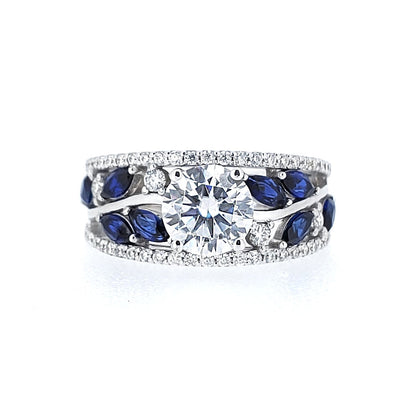 18K ring with diamond sapphire setting