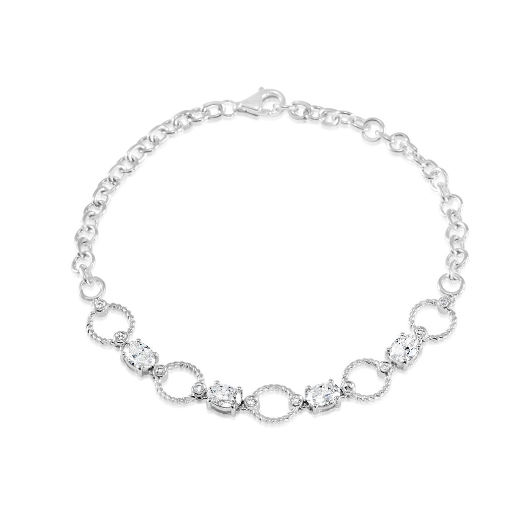 Simple Oval Lab Grown Diamonds 18K Bracelet 1.17ctw